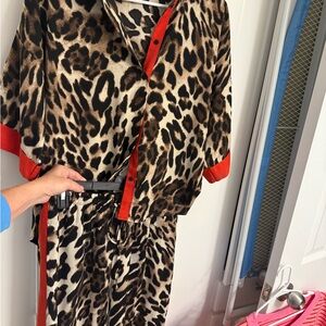 Leopard Print  Set with Red Accents